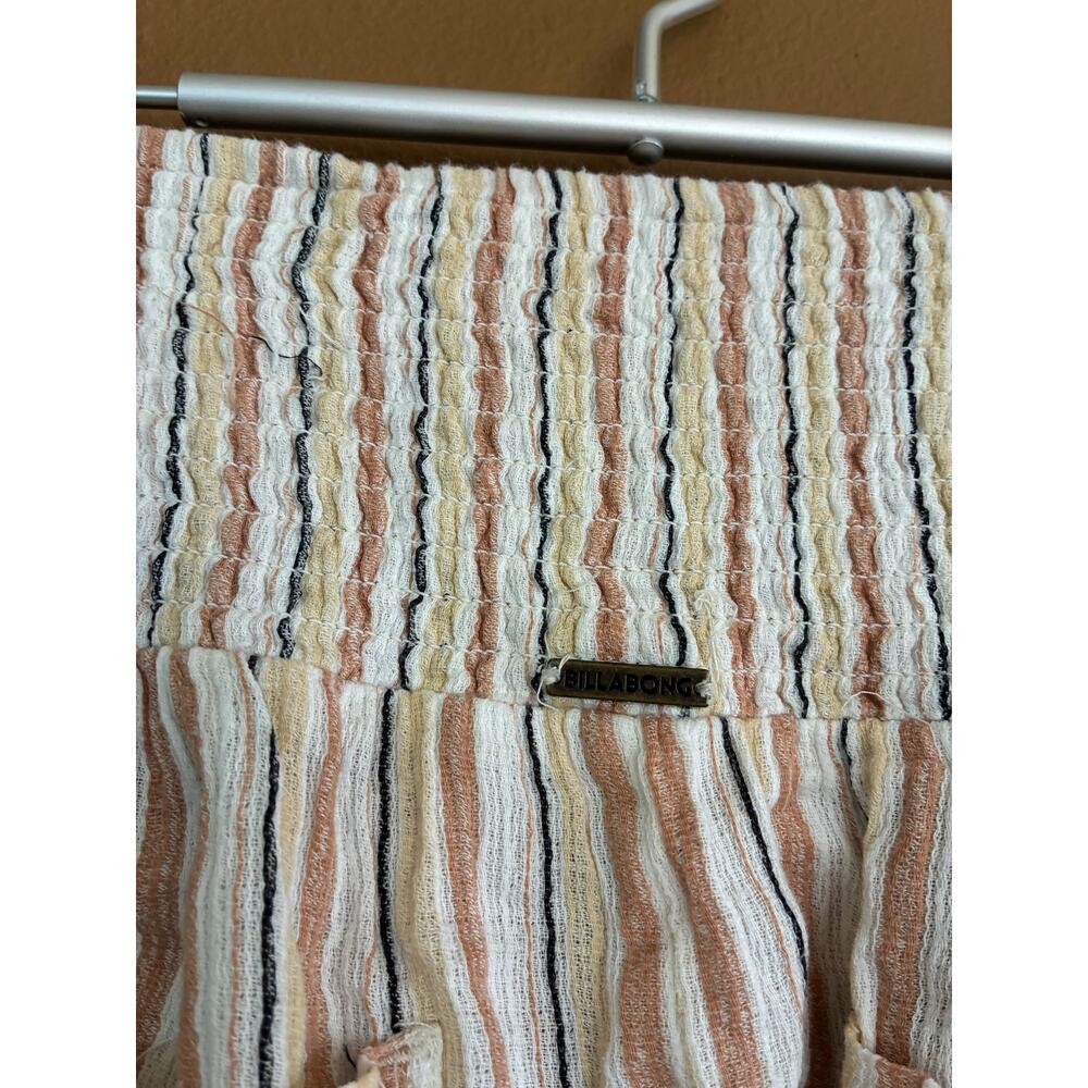 Billabong Pant Wide Leg New Waves Neutral Stripes Cotton Gauze Pockets Size Med - Picture 7 of 11